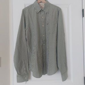 Hollister Button Down Shirt XL Green/White pinstripe 100% Cotton